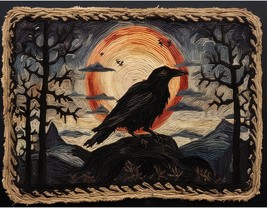 Black Raven Moon Latch Hook Rectangle Rug Kits for Adults Needle Crochet... - $41.82
