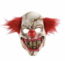 Creepy Evil Scary Halloween Clown Mask with Hairs Latex Joker Mask Party Props - £5.41 GBP