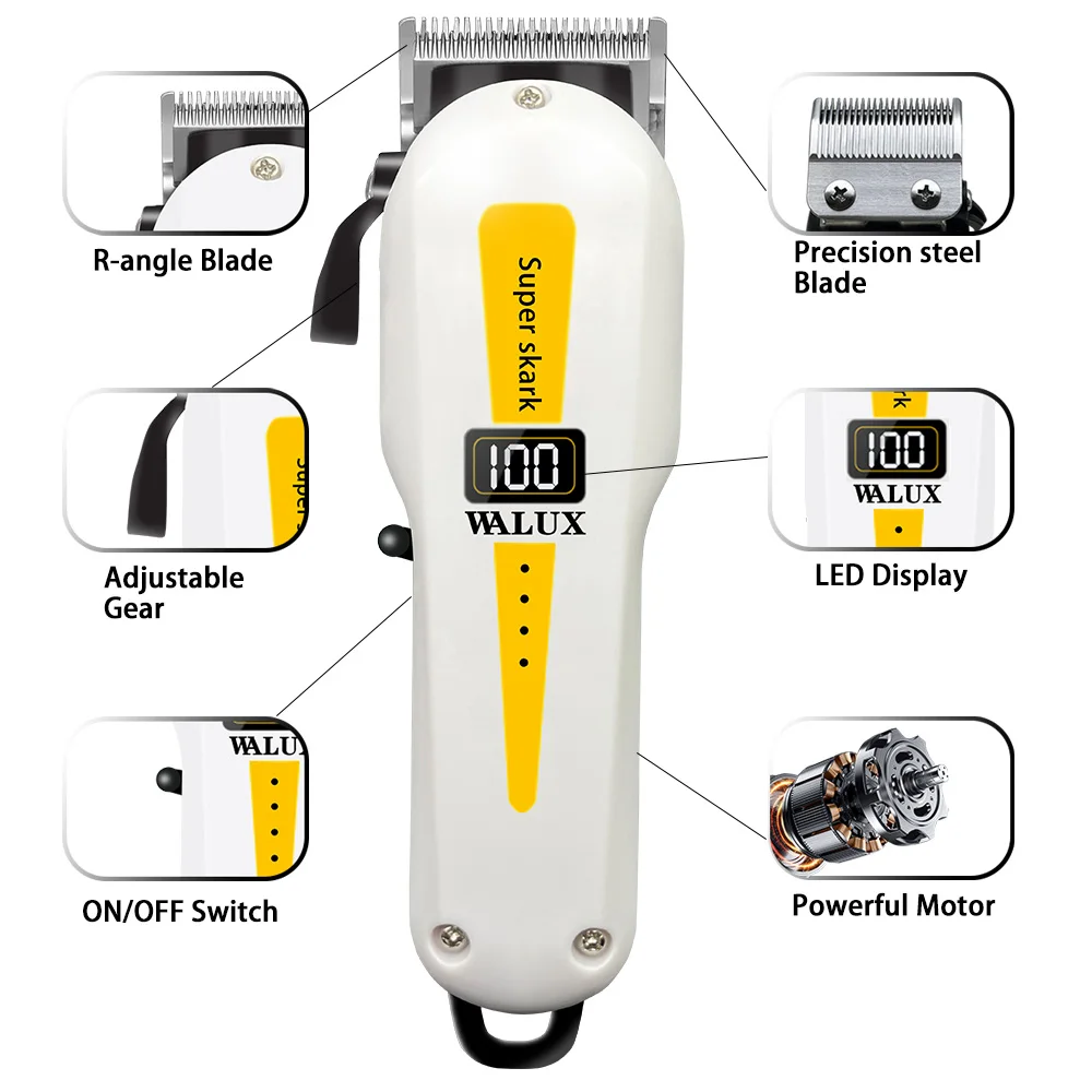 Professional Barber Hair Clipper Lithium Battery USB Chargeable Trimmer LCD Disp - £54.05 GBP