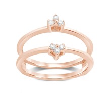 0.14 ct Round Cut Diamond 14K Rose Gold Over Solitaire Enhancer Ring Guard Band - £68.74 GBP