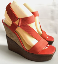 Jessica Simpson Amillia Orange 5&quot; Wedge Heels Platform Sandal Size 8 Cork Shoes - £17.15 GBP