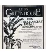 1981 Lehr&#39;s Greenhouse Restaurant Advertisement San Diego Chargers NFL D... - $29.99