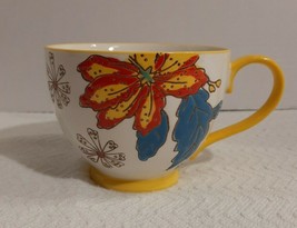 Flower Print Design BFU Jumbo Hand-painted Ceramic Mug and Spoon - £10.16 GBP