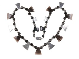 Retro Mexican Modernist Sterling and onyx necklace - £183.48 GBP