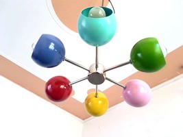 Mid century Desig Eyeball shade chandelier Customized color painted 6 arms Light - £171.09 GBP