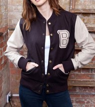 Women&#39;s Hotline Miami Brown Bomber Wool Letterman Varsity Jacket - Hallo... - £73.54 GBP