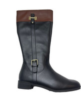 Karen Scott Women&#39;s Boots Black Buckle Accent Zip-Up Riding Boot 8.5 Wide Calf - £24.06 GBP