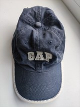 Old Rare Vintage Used 90s GAP Logo Snapback Cap Kids Size G-TG Blue Color - £47.54 GBP