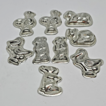 9 Vintage Tin Mini Molds Animal Tart Chocolate Candy Butter Small Bunny Chick - £15.62 GBP