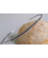 1.5Ct Round Cut Blue Sapphire Tennis Bangle Bracelet 14K White Gold Over - €113,44 EUR