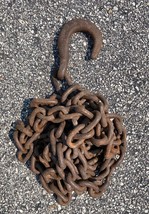 Vintage Farm Iron Chain w/ Hook - 13 Feet - 17 Pounds  - £61.71 GBP