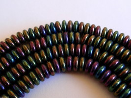 50 6mm Czech Glass Rondelles: Iris - Green - $1.80