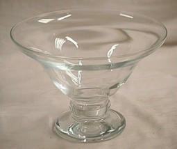 Clear Blown Art Glass Weighted Footed Bowl Table Centerpiece Unknown Maker - $42.56