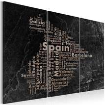 Tiptophomedecor Stretched Canvas World Map Art - Text Map Of Spain On The Blackb - £62.92 GBP+