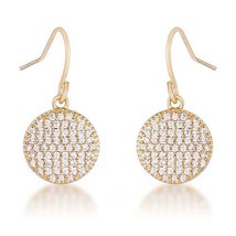 Precious Stars Goldtone Cubic Zirconia Round Disc Dangling Hook earrings - £20.10 GBP