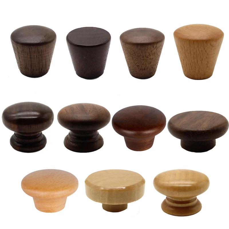 4Pcs Wooden Knobs Cabinet Handle Door Handle Kitchen Cabinets Knob for Cabine - £9.38 GBP+