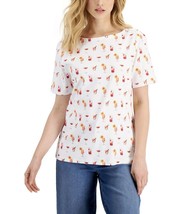 XL Charter Club Bright White Combo Shirt Supima Happy Hour Cocktails 100... - £11.98 GBP