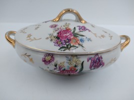 Vintage Floral Gilded Porcelain Sauce Tureen Lidded Detail Hand Painted - £27.26 GBP