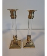 Vintage MCM Gatco Solid Brass Lucite Candlestick Holders 8” Tall Set of ... - $39.29 CAD