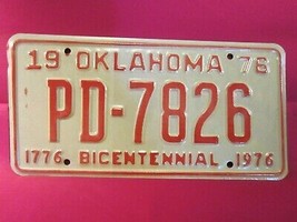 LICENSE PLATE Bicentennial Car Tag 1976 OKLAHOMA PD 7826 Pottawatomie Co... - £12.82 GBP