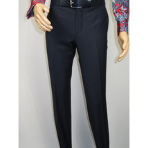 Men's MONO Turkey Slacks 100% Wool Plain Front Regular Fit 2501-02 Navy Blue image 2