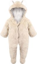 NEW Brown Bear Plush Fleece Hooded Baby Snowsuit Romper Jumpsuit size 3-... - £13.53 GBP
