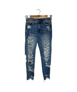 American Eagle Jeans Womens 0 Mom Jean Destroyed Distressed Mid Rise Ski... - $19.79