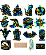 Scratch Paper Craft for Kids 36 Pcs Halloween Magic Rainbow Scratch Pape... - £9.43 GBP