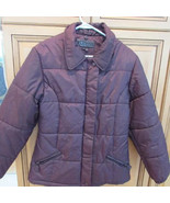 Guess Juniors Women Maroon Puff Jacket Zippered Pockets Polyester Sz M - €12,69 EUR