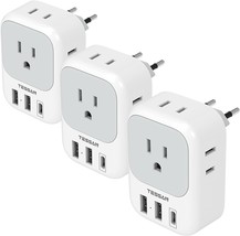3 Pack European Travel Plug Adapter USB C US to Europe Power Adapter wit... - £55.33 GBP