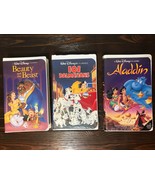 ~3~  Disney *Black Diamond* B &amp; Beast, 101 Dalmatians, Aladdin VHS Lot o... - $16.98