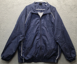 Nike Track Jacket Mens Large Navy Thermal Lined Waterproof Ribbed Hem Fu... - $23.09