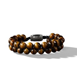 David Yurman Tiger&#39;s Eye Sterling Silver Woven Beaded Bracelet - $320.00