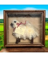 Needle Felted Fuzzy Wool Sheep Lamb In Shadow Box Frame Primitive Folk A... - $442.80 MXN