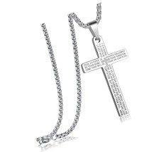 Stainless Steel Lord&#39;s Prayer Cross Pendant or - £37.52 GBP