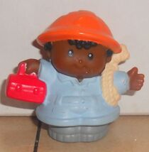 Fisher Price Current Little People Construction Worker Holding Lunchbox ... - $5.03