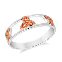 Expressions Celtic Trinity Knot Rose Gold Vermeil Sterling Silver Ring-6 - £16.45 GBP