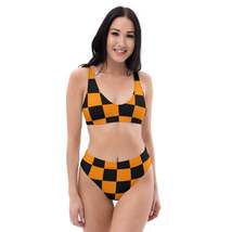 Autumn LeAnn Designs® | Adult High Waisted Bottoms Bikini Set, Checkers, Neon Or - £37.08 GBP