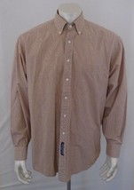 Tommy Hilfiger Size 16 34-35 Men&#39;s Brown Striped Long Sleeve Cotton Dres... - $11.87