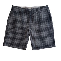 Callaway Golf Shorts Gray Black Check Plaid Flat Front Pockets Mens 36 - $12.99