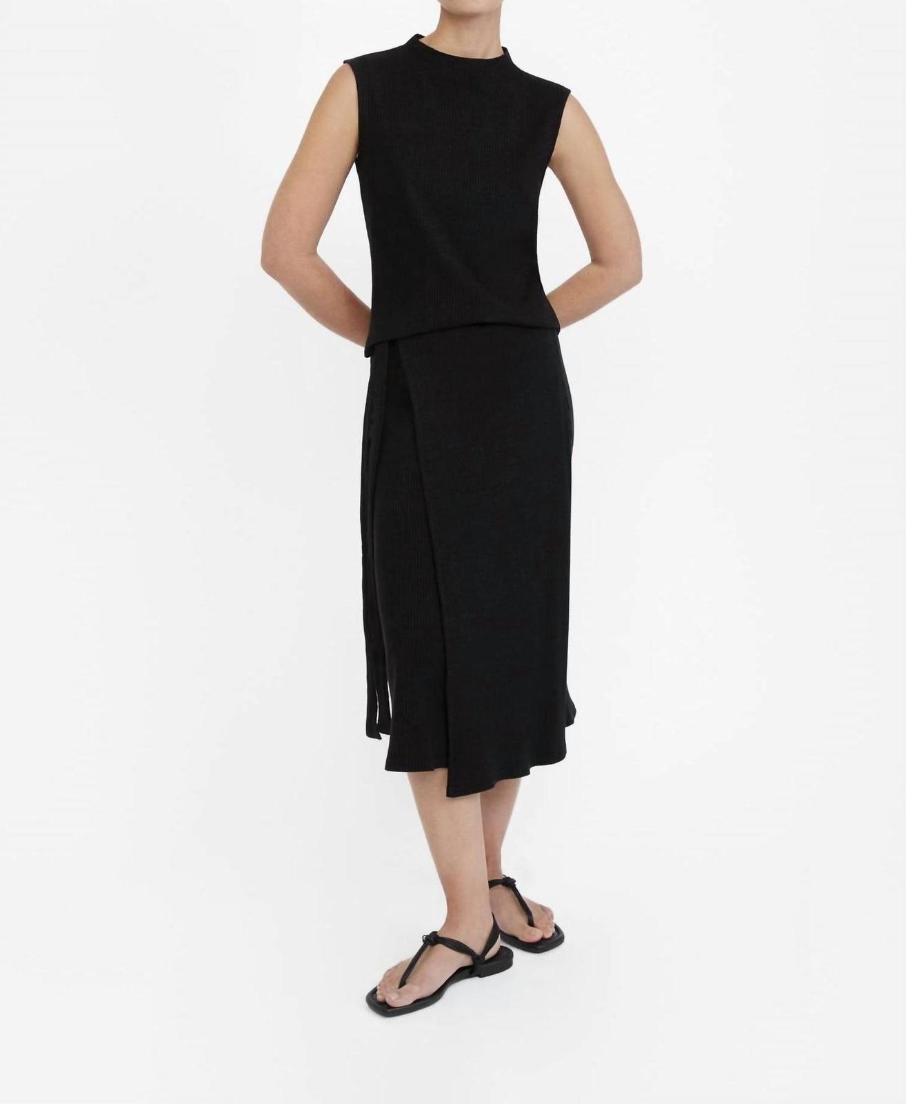 Dāl The Label Rib Knit Wrap Skirt Black - $200.00