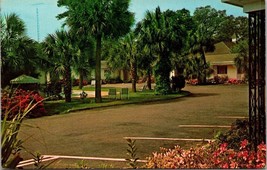 Vintage Palms Motel &amp; restaurant South Carolina Postcard parking lot palms - £2.32 GBP