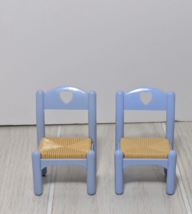 Fisher-Price Loving Family Dollhouse Kitchen Chairs Blue tan brown wicke... - $8.90
