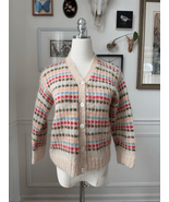 Vintage 60s 60s Mohair Stripe Cardigan Sweater XS S - $50.40