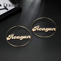 304 Stainless Steel Earring Custom Name Earrings Number/Symbol Round Hoop Enviro - £21.45 GBP