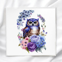 Floral Owl Quilt Block Image Printed on Fabric Square OWL74961 - $4.50+