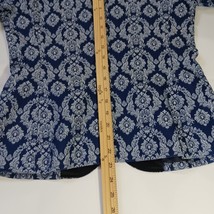 QMack Womens Blazer Jacket White & Blue Floral Collared Two Button Coat - Size 6 image 7