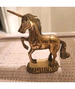 Vintage Unicorn Brass Front Hooves Up Unicorn Figure Gold Color 5&quot;H MCM ... - $16.88