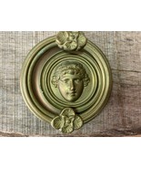 Gothic Style Architectural Salvage Brass Door Knocker with Angel Face in... - £45.50 GBP