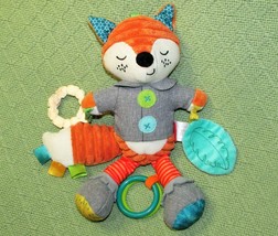 Infantino Orange Fox Plush Teether Activity Toy Rattle Tags Crinkle 11" Baby - $4.50